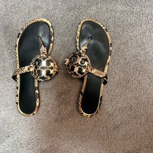 Tory Burch Black and Gold Sandals